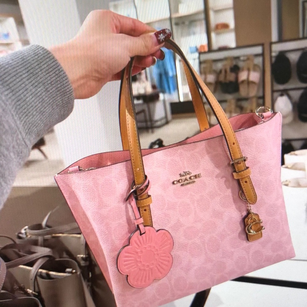 COACH Mollie Tote Bag 25 In Signature Powder Pink NWT